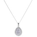 Silver Cubic Zirconia Cluster Pendant And Chain 18" By Icesia
