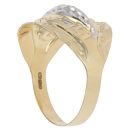 14ct Yellow and White Gold Greek Key Textured Ellipse Ring