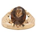 9ct Yellow Gold Smoky Quartz Single Stone Ring