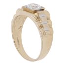 9ct Yellow and White Gold Cubic Zirconia Signet Ring