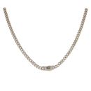 14ct Yellow Gold Monaco Classic Pave Lock Curb Chain 18"