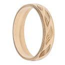 9ct Yellow Gold Patterned Milligrain Wedding Band 4.3mm
