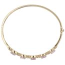 9ct Yellow Gold 0.05ct Diamond and Amethyst Hinged Bangle