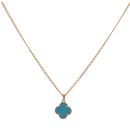 18ct Yellow Gold Blue Clover Pendant and Chain 16"