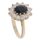 9ct Yellow Gold Sapphire and Cubic Zirconia Cluster Ring