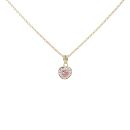 14ct Yellow Gold Cubic Zirconia And Pink Stone Heart And 18" Chain