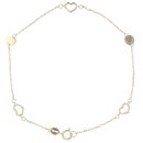 9ct Yellow Gold Heart Silhouette and Disc Bracelet 7.5"