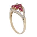 9ct Yellow Gold 0.15ct Diamond and Ruby Cluster Ring