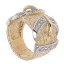 9ct Yellow Gold Cubic Zirconia Double Buckle Ring