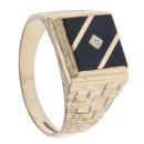 9ct Yellow Gold 0.01ct Diamond and Onyx Signet Ring