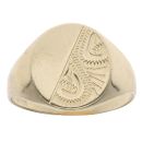 9ct Yellow Gold Half Patterned Oval Signet Ring