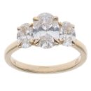 9ct Yellow Gold 2.25ct Oval Cut Lab Grown Diamond Trilogy Ring