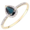 18ct Yellow Gold Pear Sapphire and Diamond Teardrop Cluster Ring