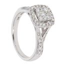 9ct White Gold 0.50ct Diamond Cushion Cluster Ring
