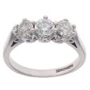 18ct White Gold 1.00ct Brilliant Cut Diamond Trilogy Ring