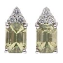 18ct White Gold 0.10ct Diamond and Green Gemstone Earrings
