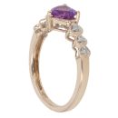 9ct Yellow Gold 0.06ct Diamond And Created Amethyst Heart Ring
