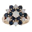 9ct Yellow Gold Sapphire And Opal Cluster Ring
