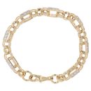 9ct Yellow Gold Cubic Zirconia Square Link Belcher Bracelet 8"