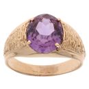 9ct Yellow Gold Amethyst Single Stone Ring