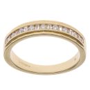18ct Yellow Gold 0.25ct Brilliant and Baguette Cut Diamond Half Eternity Ring