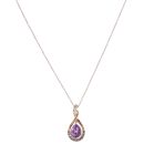 14ct Rose Gold 0.25ct Diamond and Amethyst Pendant and Chain 18"