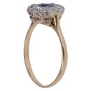 9ct Yellow Gold 0.50ct Brilliant Cut Diamond and Sapphire Cluster Ring