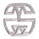 18ct White Gold 0.20ct Diamond Greek Key Ring