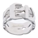 Silver Patterned Buckle Ring