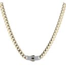 14ct Yellow Gold Monaco Classic Plain Pave Lock Curb Chain 16"