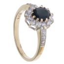 9ct Yellow Gold Sapphire and Cubic Zirconia Cluster Ring