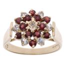 9ct Yellow Gold Garnet and Cubic Zirconia Cluster Ring