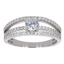 Silver Cubic Zirconia Solitaire Tri Band Ring by Icesia