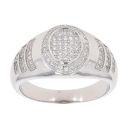 Silver Cubic Zirconia Oval Signet Ring By Icesia