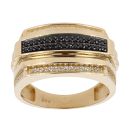 14ct Yellow Gold Cubic Zirconia Black Gemstone Signet Ring