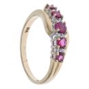 9ct Yellow Gold 0.10ct Diamond and Ruby Five Stone Ring