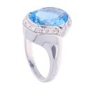 9ct White Gold Blue Topaz and Diamond Dress Ring