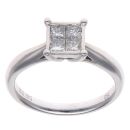 18ct White Gold 0.50ct Princess Cut Diamond Cluster Ring