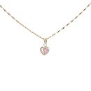 14ct Yellow Gold Cubic Zirconia/Pink Heart 18" Stone Set Pendant And Chain
