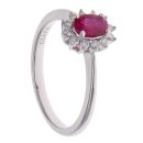 18ct White Gold 0.16ct Diamond and Ruby Cluster Ring