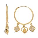 22ct Yellow and White Gold Bauble Dropper Hoop Earrings