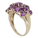 9ct Yellow Gold 0.02ct Brilliant Cut Diamond and Amethyst Cluster Ring