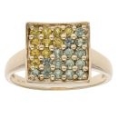 9ct Yellow Gold Yellow And Praseolite Cluster Ring