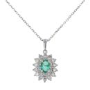 9ct White Gold 0.55cts Diamond And Emerald Pendant And 18" Chain
