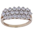 9ct Yellow Gold Cubic Zirconia Three Row Ring