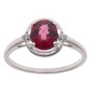 9ct White Gold Cubic Zirconia and Garnet Fancy Ring