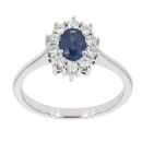 9ct White Gold Sapphire and Diamond Cluster Ring