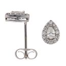 18ct White Gold 0.35ct Brilliant and Pear Cut Diamond Cluster Stud Earrings