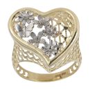 14ct Yellow And White Gold Floral Heart Ring