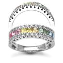 18ct White Gold Diamond 0.13ct Multi Colour Sapphire 1.33ct Ring